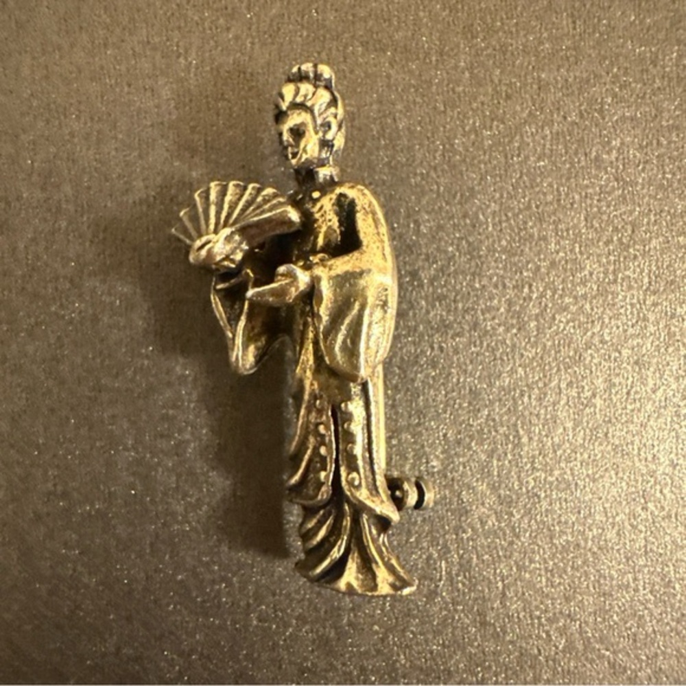 Vintage Silver and Gold Geisha Brooch